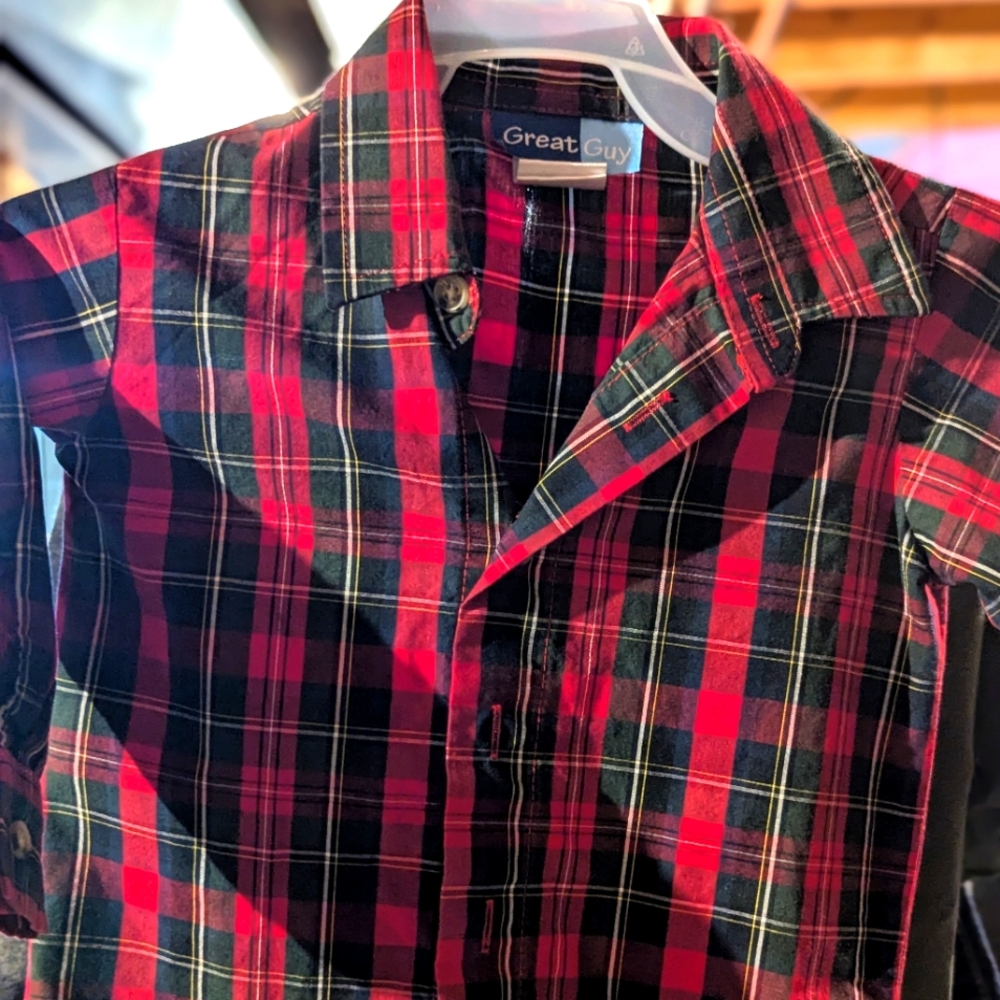 Great Guy Boys Red Plaid Shirt 3T